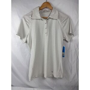 Gg Blue Size Medium NWT Claire White Sparkle Striped Golf Polo Shirt